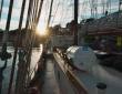 untergehende Sonne am Schiff